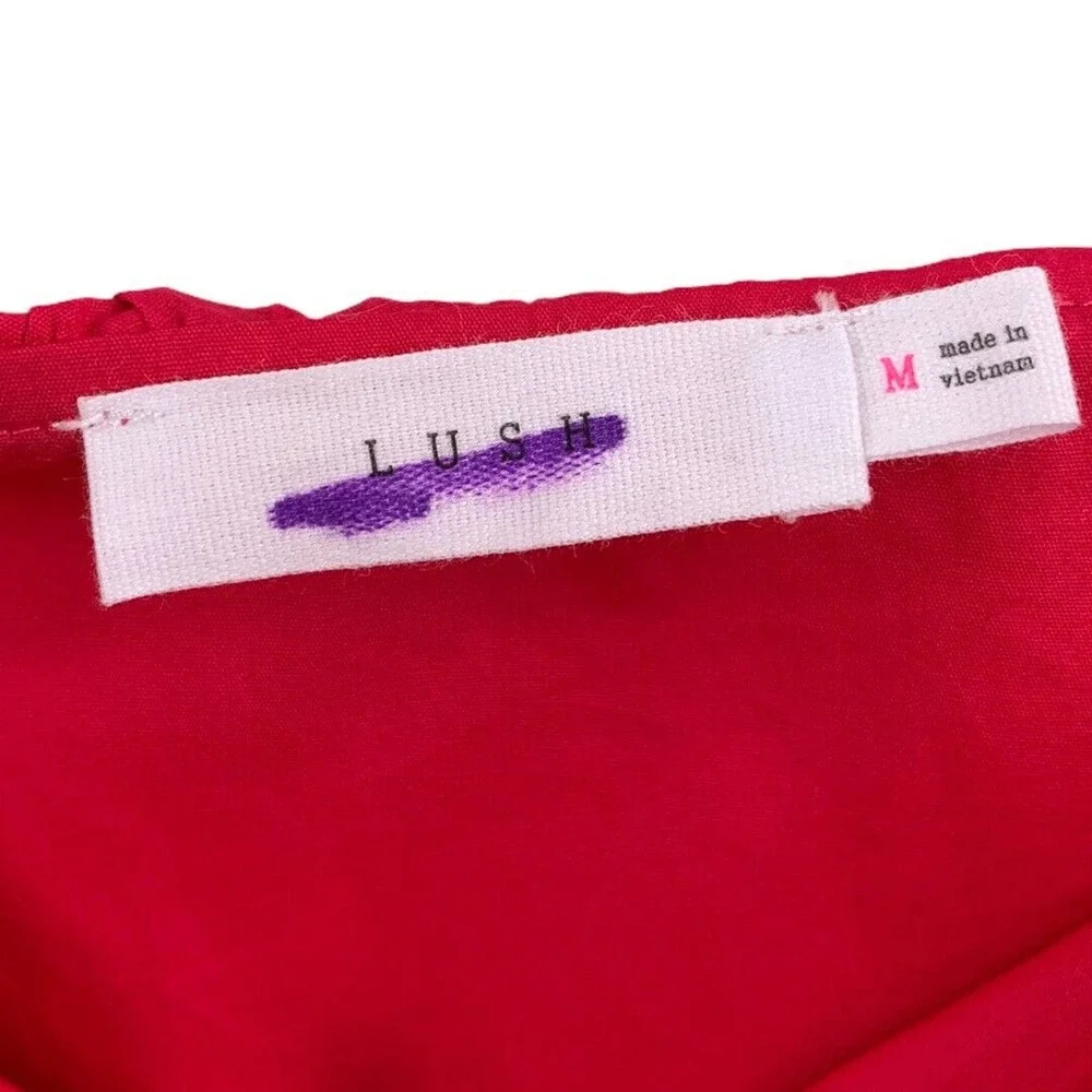 Lush Pink Ruffle Off Shoulder Dress Medium‎